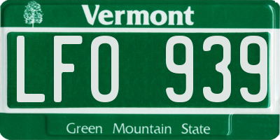 VT license plate LFO939