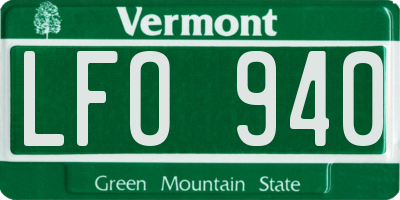 VT license plate LFO940