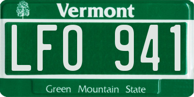VT license plate LFO941