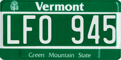 VT license plate LFO945