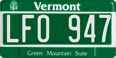 VT license plate LFO947