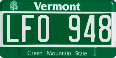 VT license plate LFO948