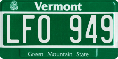 VT license plate LFO949