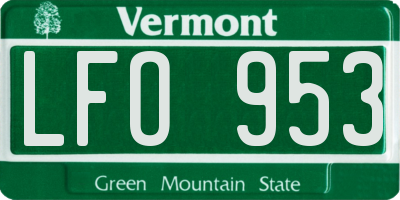 VT license plate LFO953