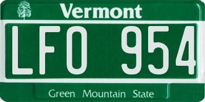 VT license plate LFO954