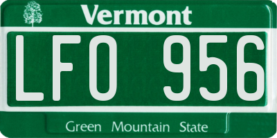 VT license plate LFO956