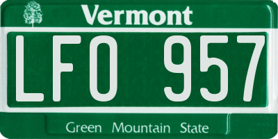 VT license plate LFO957