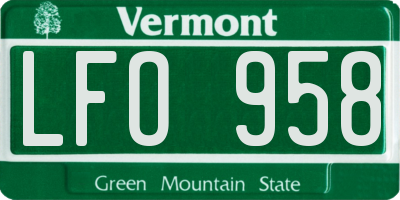 VT license plate LFO958