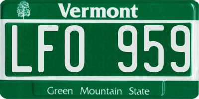 VT license plate LFO959
