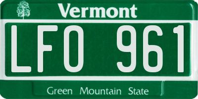 VT license plate LFO961