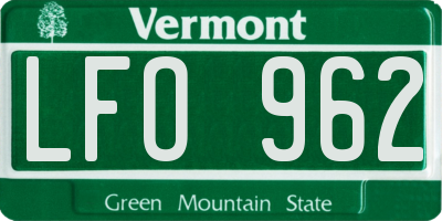 VT license plate LFO962