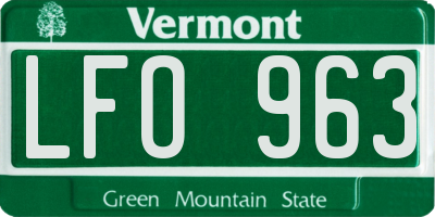 VT license plate LFO963