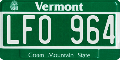 VT license plate LFO964
