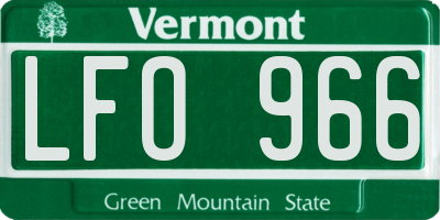 VT license plate LFO966