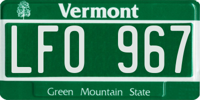 VT license plate LFO967