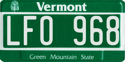 VT license plate LFO968