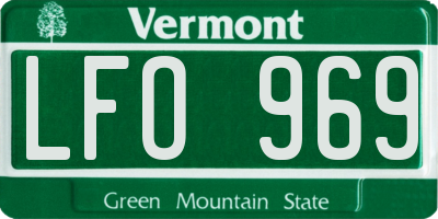 VT license plate LFO969