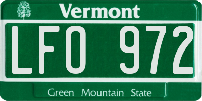 VT license plate LFO972