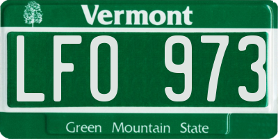 VT license plate LFO973