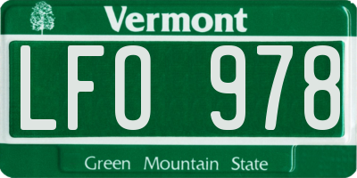 VT license plate LFO978