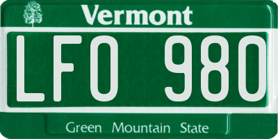 VT license plate LFO980