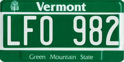 VT license plate LFO982