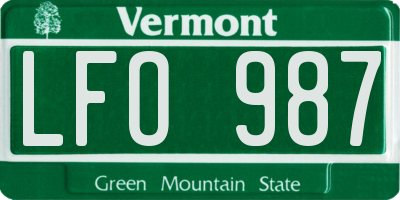 VT license plate LFO987