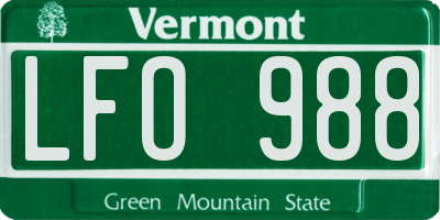VT license plate LFO988
