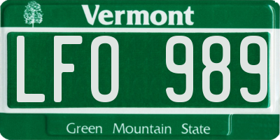 VT license plate LFO989