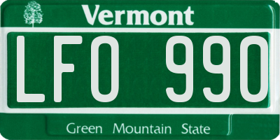 VT license plate LFO990
