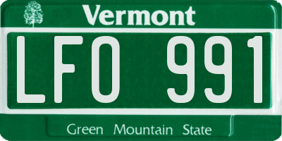 VT license plate LFO991