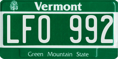 VT license plate LFO992