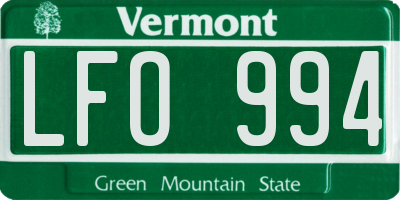 VT license plate LFO994