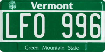 VT license plate LFO996