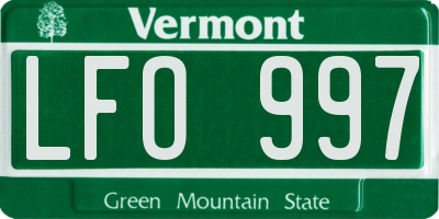 VT license plate LFO997