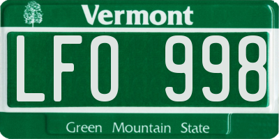 VT license plate LFO998