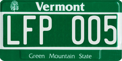 VT license plate LFP005