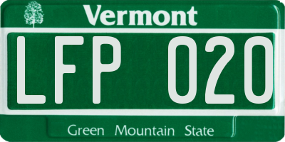 VT license plate LFP020