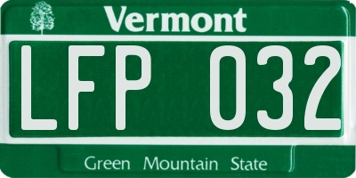 VT license plate LFP032