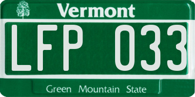 VT license plate LFP033