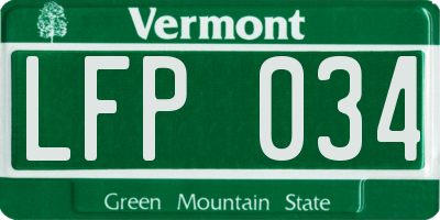VT license plate LFP034