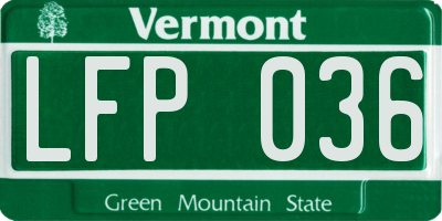 VT license plate LFP036