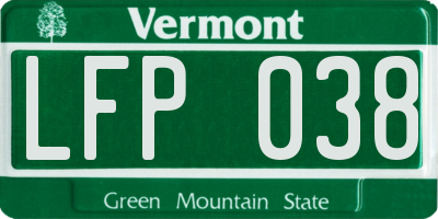 VT license plate LFP038
