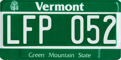 VT license plate LFP052