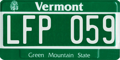 VT license plate LFP059