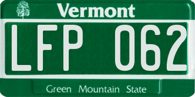 VT license plate LFP062