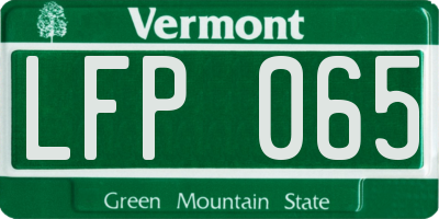 VT license plate LFP065