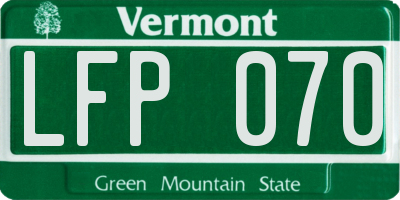 VT license plate LFP070