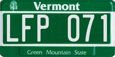VT license plate LFP071