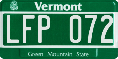 VT license plate LFP072